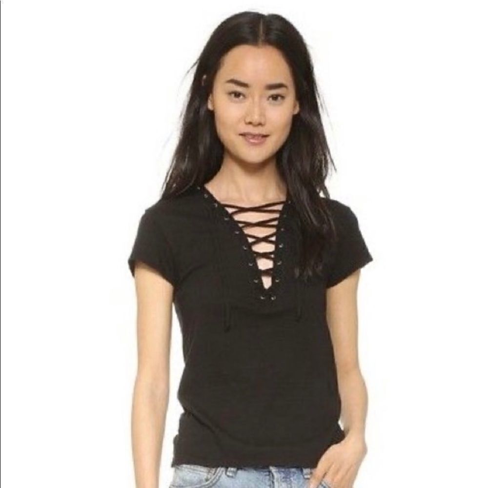 PAM & Gela black tie up T-shirt medium